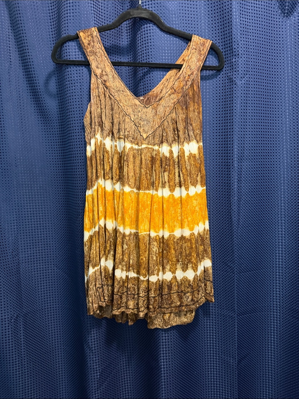 Women's V-Neck Tie-Dye Tank Top in Brown and Yellow